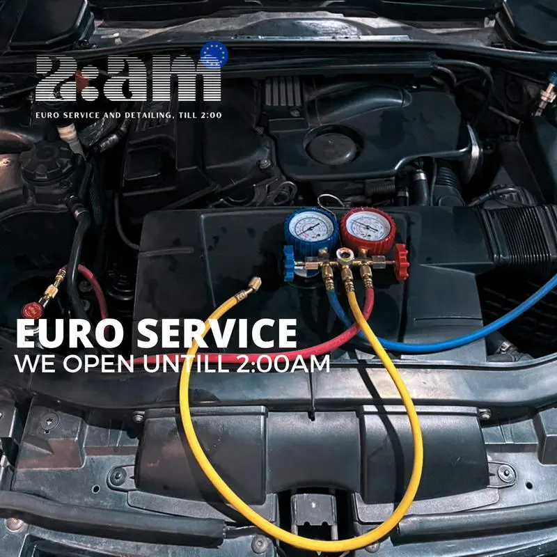 ตรวจเช็กระบบแอร์รถ BMW ด้วยชุดเกจวัดแรงดันที่ 2AM Euro Service
